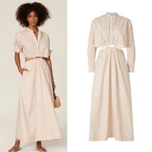 Jonathan Simkhai Janet Open Back Shirt Dress in Butterscotch Stripe size 4